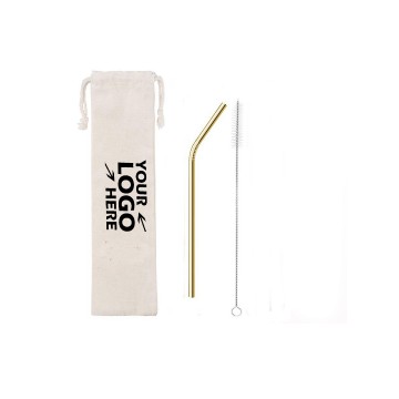 Gold Drinking Straws Set with Cleaning Brush